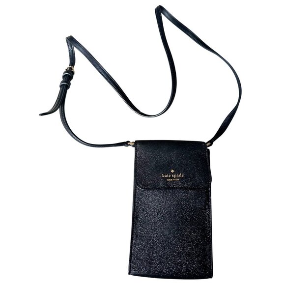 kate spade Handbags - Kate Spade Black Glitter North South Phone Crossbody Bag